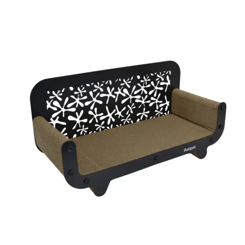 Grattoir carton canapé chat MDF noir - 59x30x25cm | Cette semaine uniquement