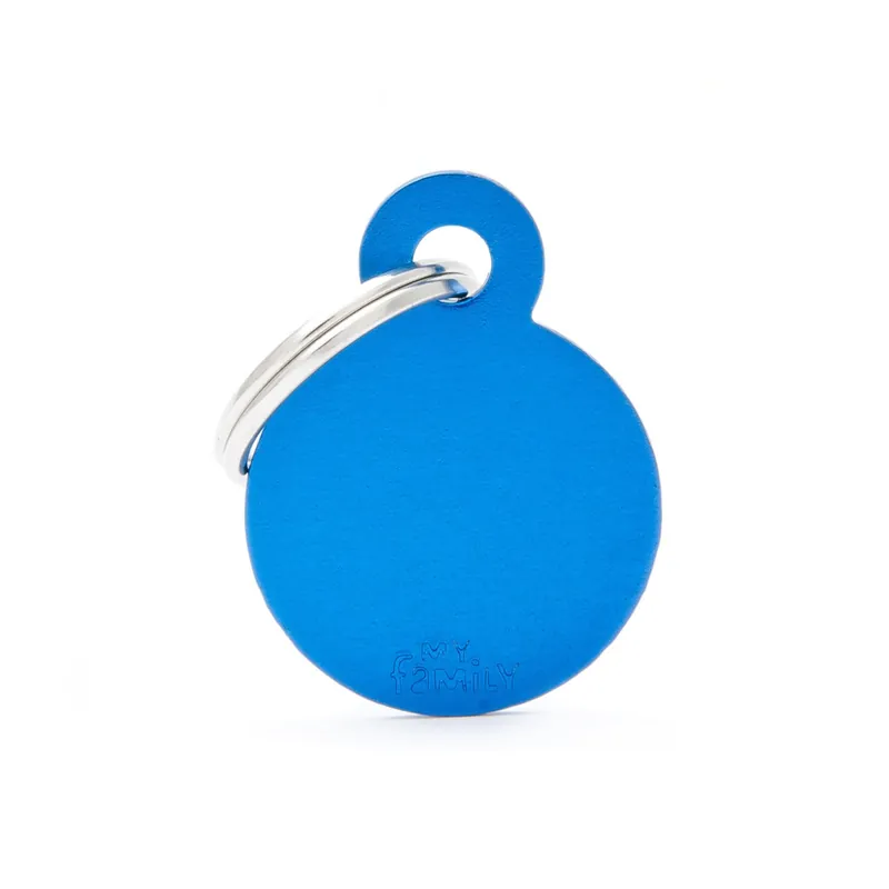 Médaille MyFamily Basic Petit Cercle Alu Bleu pour chien - Nouveauté