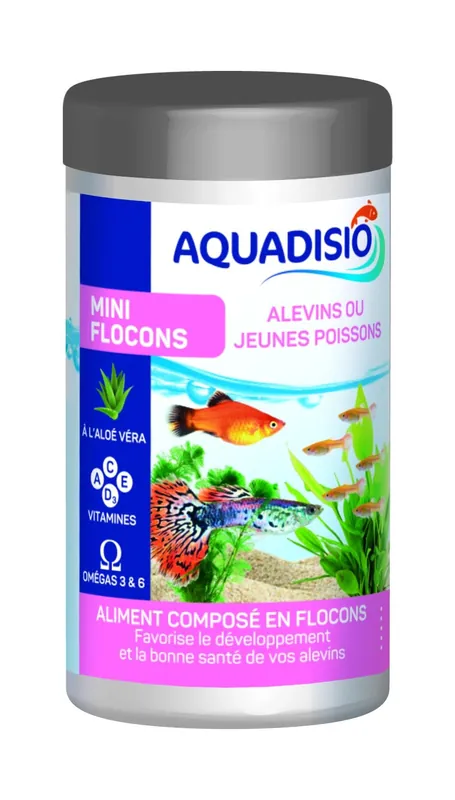 Aquadisio - Aliments Mini Flocons pour Alevins - 50ml - Très demandé