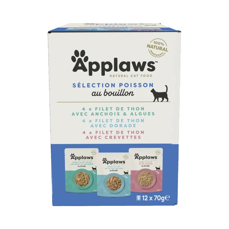 Disponible - Applaws - Multipack Sachets au Poisson pour Chat - 840g