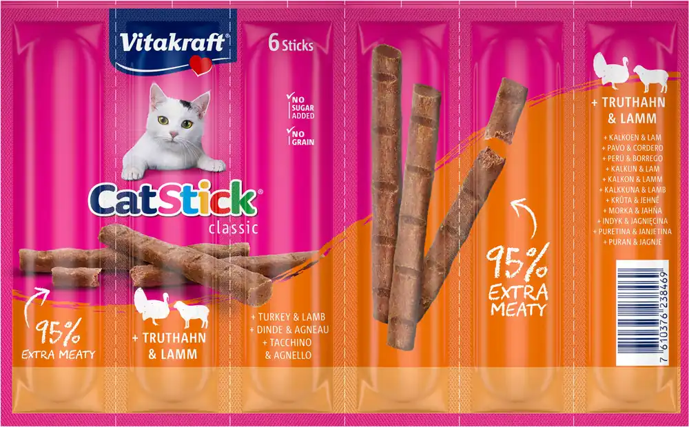 Ajoutez au panier - Vitakraft - Cat Stick Dinde et Agneau - 6Pcs