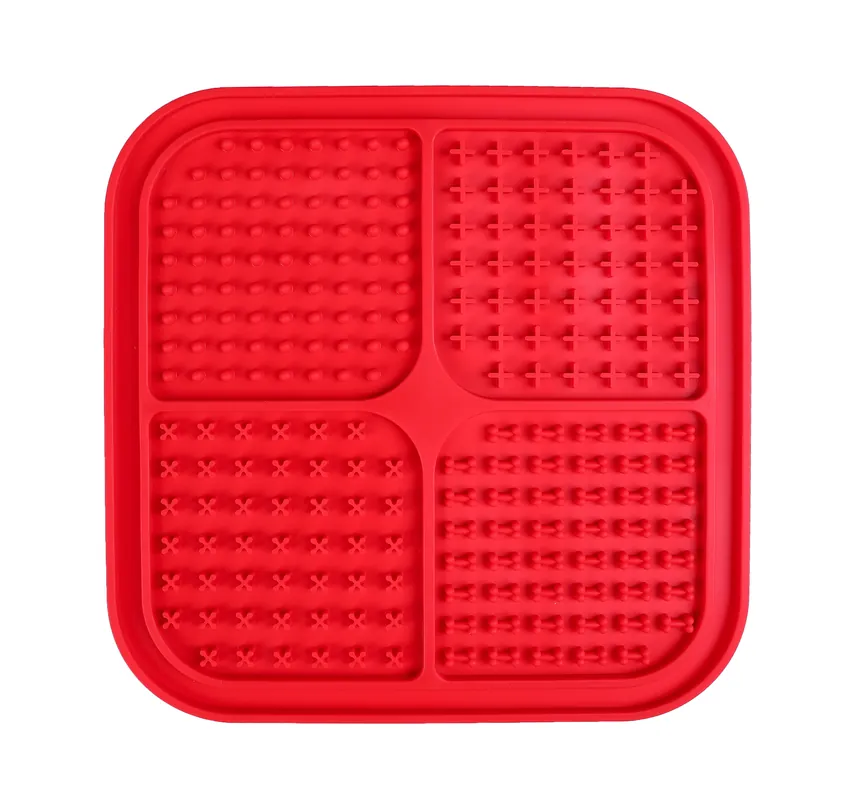 Wouapy - Tapis à Lécher Carré Rouge - 20x20cm - Prix imbattable