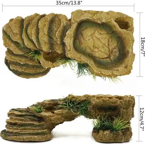 Plate-forme de Bronzage pour Tortue Rampe d‘Escalade et Cachette Décoration pour Terrarium Reptiles Bol d‘Alimentation Intégré | Achetez maintenant