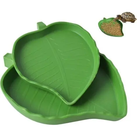 2 bols récipients d’eau en forme de feuille pour reptiles et tortues terrestres – bol plat adapté aux petites tortues, lézards, araignées et scorpions-Muntra - Achetez en ligne