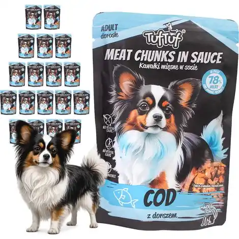 Pâtée pour chien TufTuf, sachet de 20 x 100 g, morceaux de viande séchée. - Prêt à expédier