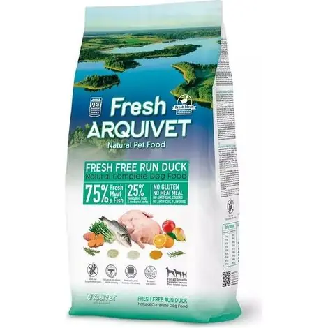Liquidation - ARQUIVET Canard frais et poisson de mer - aliment semi-humide pour chiens - 10 kg