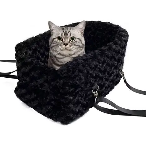Stock limité | Console centrale siège auto pour chien hiver accoudoir en peluche pour chat rehausseur avec sangle de sécurité sacs de voyage portables pour chiens chats prend en charge 14LBS