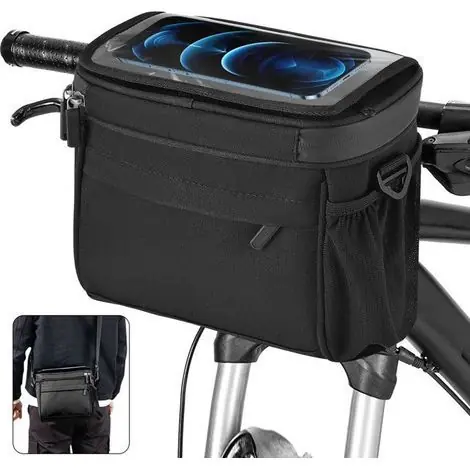 (Noir)Sacoche Vélo Guidon - Valkental - 5L - Écran Tactile - Imperméable - Adaptateur Rapide - Quantité limitée