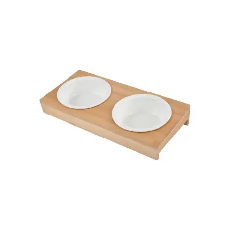 Gamelles pour chien en céramique Ø 16 cm, sur support en bambou | Nouveau lancement