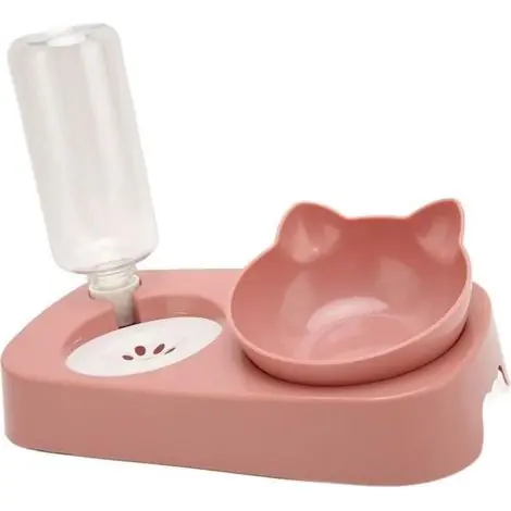 GOTOTOP 2-in-1 Automatic Water Dispenser Pet Bowl - Pink - Plastic - Expédition immédiate