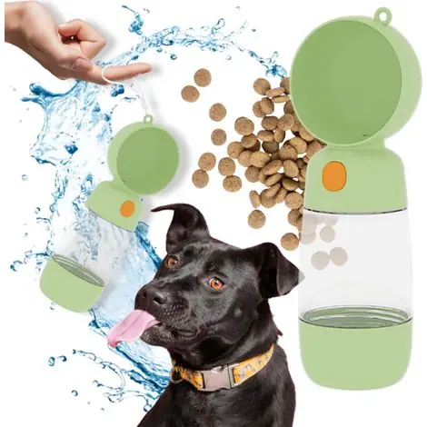 Prix usine - Distributeur d‘eau portable pour chiens et chats - bouteille verte