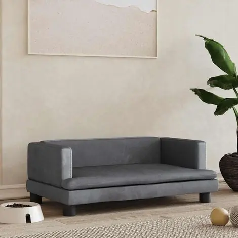 Ajoutez au panier - Panier pour chien gris foncé, 80x45x30 cm, velours.