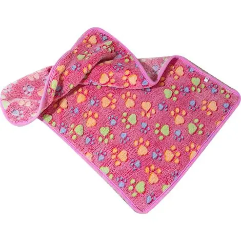 Couverture pour chien avec imprimés de griffes mignonnes sur fibre douce thermique rose, sommeil confortable pour la maison et la famille, S (7,9 x 7,9 pouces).. | Prix avantageux