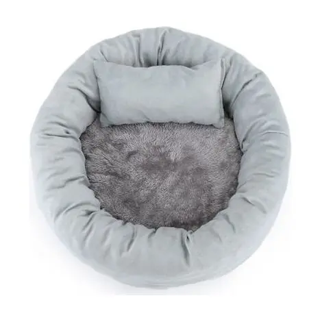 1 lit pour chat et chien en coton, coussin doux et confortable, ensemble de sommeil chaud, oreiller rond pour animaux de compagnie, tapis de couchage pour chat (30 cm, gris) - Livraison express