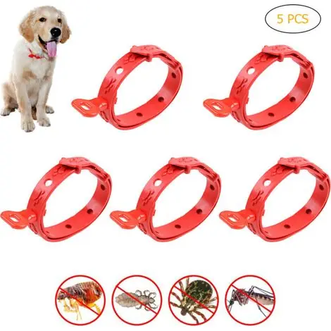 Achetez dès aujourd'hui | Lot de 5 colliers silicone anti-tiques puces moustiques réglables pour chien