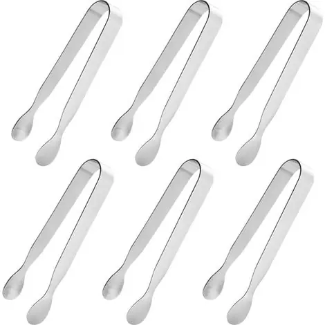 6 Pinces à glace, Acier inoxydable, Mini pinces polyvalentes, Pour buffets, Mariages | Plus que quelques unités