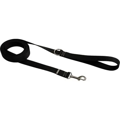 Excellente qualité | Laisse traditionnelle pour chien, 2 cm, noire, attache, taille M - 1,5 m