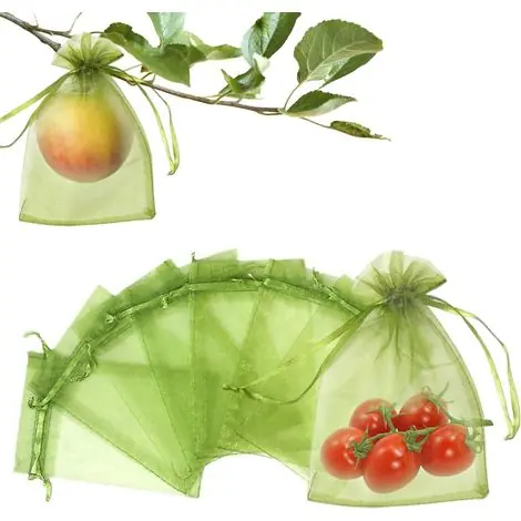 100 Sac Protection Fruits, 10x15cm Sac de Protection Fruits, Sachet Organza avec Cordon pour Protéger Les Fraises, Myrtilles, Tomates Contre Les Oiseaux, Les Insectes Nuisibles - Best-seller