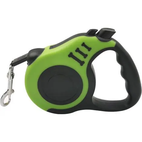 Excellente qualité - Laisse rétractable automatique 3 m, poignée ergonomique antidérapante, vert –