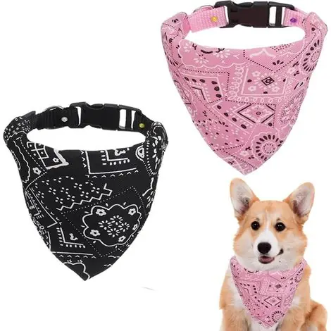 2 Pièces Bandana Collier pour Chien, Collier Bandana Triangle Réglable pour Chiens de Petite à Grande Taille et Chat (M) | Déstockage