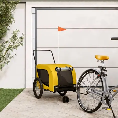 vidaXL Remorque de vélo pour animaux de compagnie jaune et noir - Offre flash