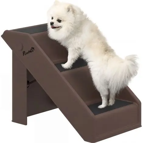 Qualité premium | Escalier pliable à 3 marches pour chiens âgés, idéal pour lit et canapé, 53 x 30,5 x 36,5 cm, marron