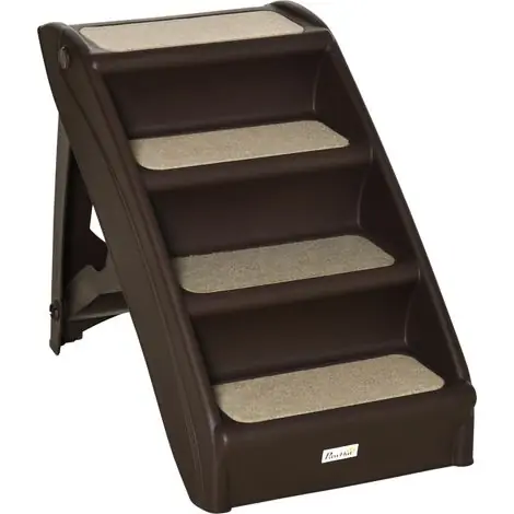 Échelle pliante chien 4 marches polypropylène marron, meuble animaux accès canapé lit, escalier compact et facile à ranger - Commandez en ligne