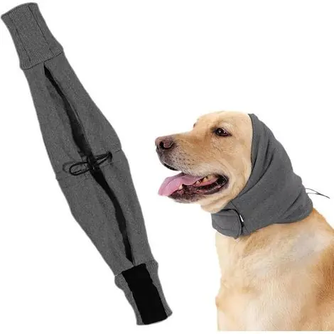 Snood Chien,Soulagement de L‘anxiété Liée au Ronflement,Bonnet pour Chien,Cache Oreille Chien,CouvreChef AntiBruit,ChauffeCou et Oreilles pour Chien Hiver (Gris) - En stock