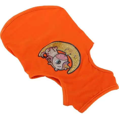 Déstockage - T-shirt pour chien doux et respirant, pyjama pour animaux de compagnie orné de strass, sweat-shirt sans manches pour chiot, orange, taille L