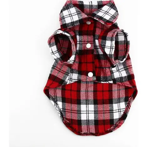 Prix doux | Nouveau petit chien de compagnie chiot Plaid t-shirt revers manteau chat veste vêtements Costume rouge M