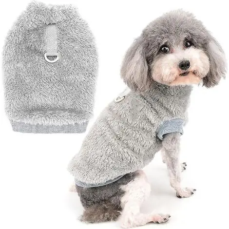 Achetez dès maintenant | Pull polaire pour petit chien avec anneau en D pour laisse - Manteau d‘hiver chaud