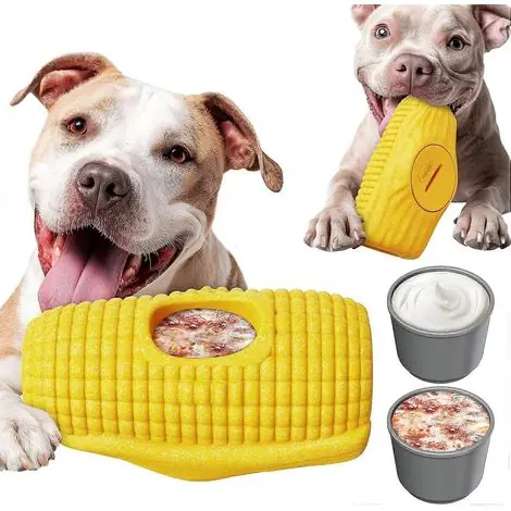 Offre du jour | Jouets interactifs pour chiens à mâchoires puissantes, jouet d‘enrichissement indestructible pour chiens de grande et moyenne race, distributeur de friandises glacées à lécher pour chiens avec double