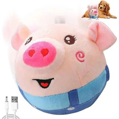 Jouet en peluche interactif pour chien, jouet parlant, secouage et rebondissant, jouet cochon sauteur pour chien, chariot lavable [jkw] - Prix imbattable