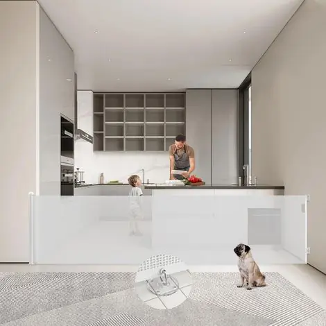 0-300cm Extra Large Barrière de Sécurité Rétractable Opération à Une Main 87cm Haut Bébés Barriere de Securite Enfant Extensible pour Animaux, Barrière Chiens pour Escaliers, Portes, Couloirs, Blanc | Prix promo