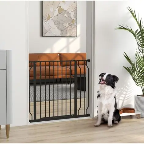 Barrière de sécurité pour chien à pression, largeur réglable 75-95 cm, hauteur 76 cm, noire HAVRYA - Dépêchez-vous