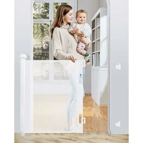 Barriere de Securite Retractable 0-140cm, Barriere de Securite Enfant Extensible, Barriere Chien Opération à Une Main | Profitez-en maintenant