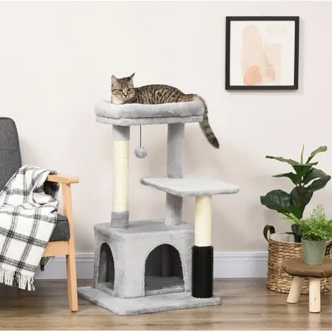 Arbre à chat avec panier lavable, 48 x 48 x 85 cm, gris clair DESVIAE | Nouveau produit