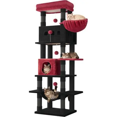 170 cm Arbre à Chat,avec Perchoir,Tapis Lavable, 2 Niches Chats - Meilleure vente