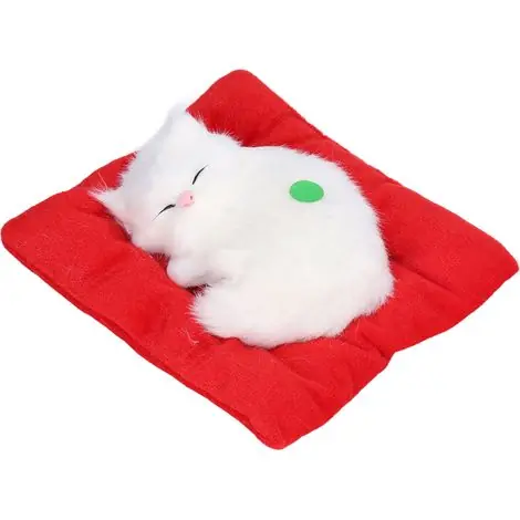 Profitez-en maintenant - Chatons endormis factices, poupée chaton, jouet interactif pour animaux de compagnie avec son et charbon actif, forme de chat blanc.