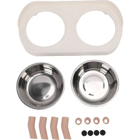 Top des ventes - GARRYFIZH Gamelle surélevée pour chat en acier inoxydable avec double bol intégré pour nourriture et eau, blanche
