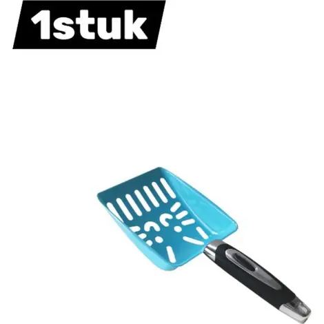 Affaire à saisir - Lot de 1 pelle à litière pour chat acier inoxydable pelle tamis hygiénique et durable facilite le nettoyage du bac à litière motif chat bleu
