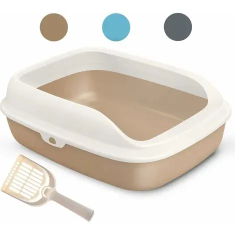 Tendance - Litière en plastique pour chats et animaux domestiques avec pelle 3 tailles et couleurs au choix
