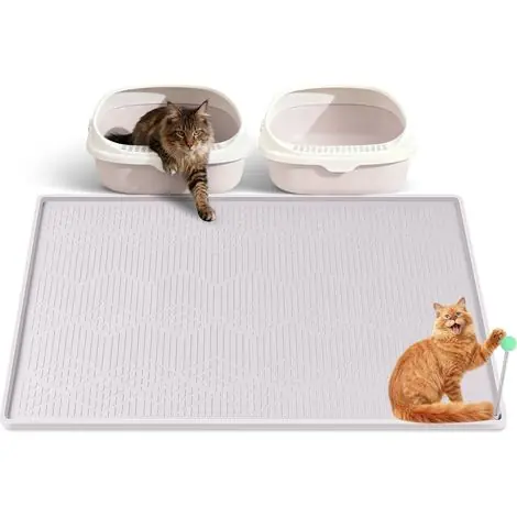 Bon prix - Silicone Cat Litter Mat with Wand for Kittens, 96 x 63 cm, Soft for Kittens‘ Paws, Easy to Clean (White)