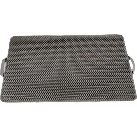 Tapis de litière pour chat double couche en EVA, lavable et facile à nettoyer – 55 x 75 cm, gris (modèle plat avec poignée) – RAPANDA | Prix mini