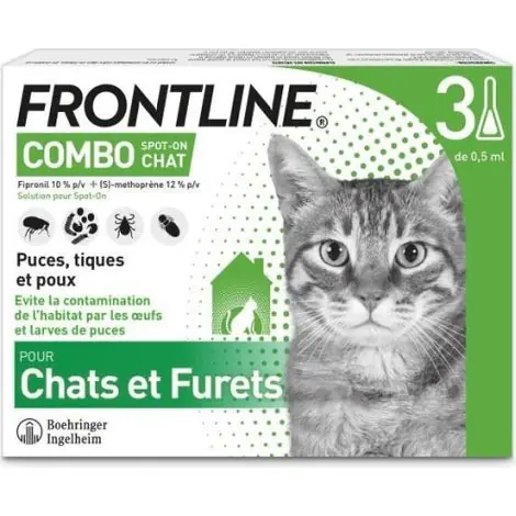 Dernier arrivage - FRONTLINE Combo Chats et Furets - 3 pipettes - Puces tiques et poux