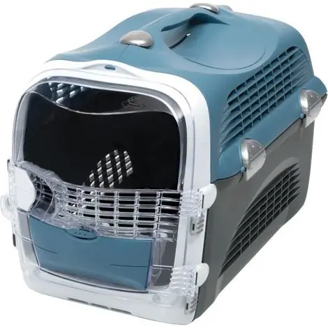 Cage de transport pour chat - CATIT - Cabrio - Multifonctionnelle - Ouverture à 360° - Bleu-Gris | Offre
