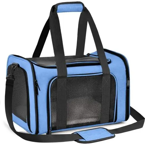 Sac Transport Chat Chien - Sac Pliable Pour Animaux - Capacité Max 8 kg - Dimensions 50,8 x 33 x 33 cm - Bleu - Grand Modèle | Plus que quelques unités