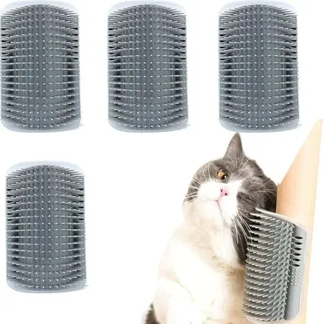 Coup de cœur | Peigne Auto Nettoyant Chat 4Pcs avec Massage Tête et Herbe à Chat pour Soins Beauté