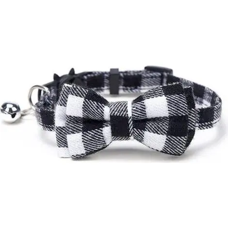 Collier chat avec noeud papillon et cloches - Sécurité ajustable - Très demandé