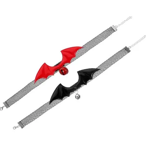 Collier d‘Halloween pour chat avec clochette pour 10 colliers de chat ajustables en forme d‘aile de chauve-souris | Déstockage